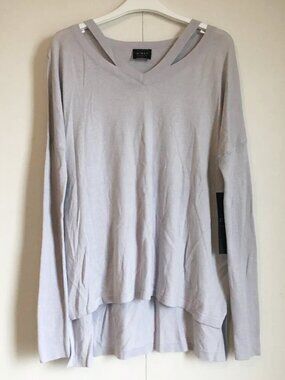 NWT Press Arctic Blue Unique V-Neck Lightweight Knit Drop Tail Sweater XL Ballet